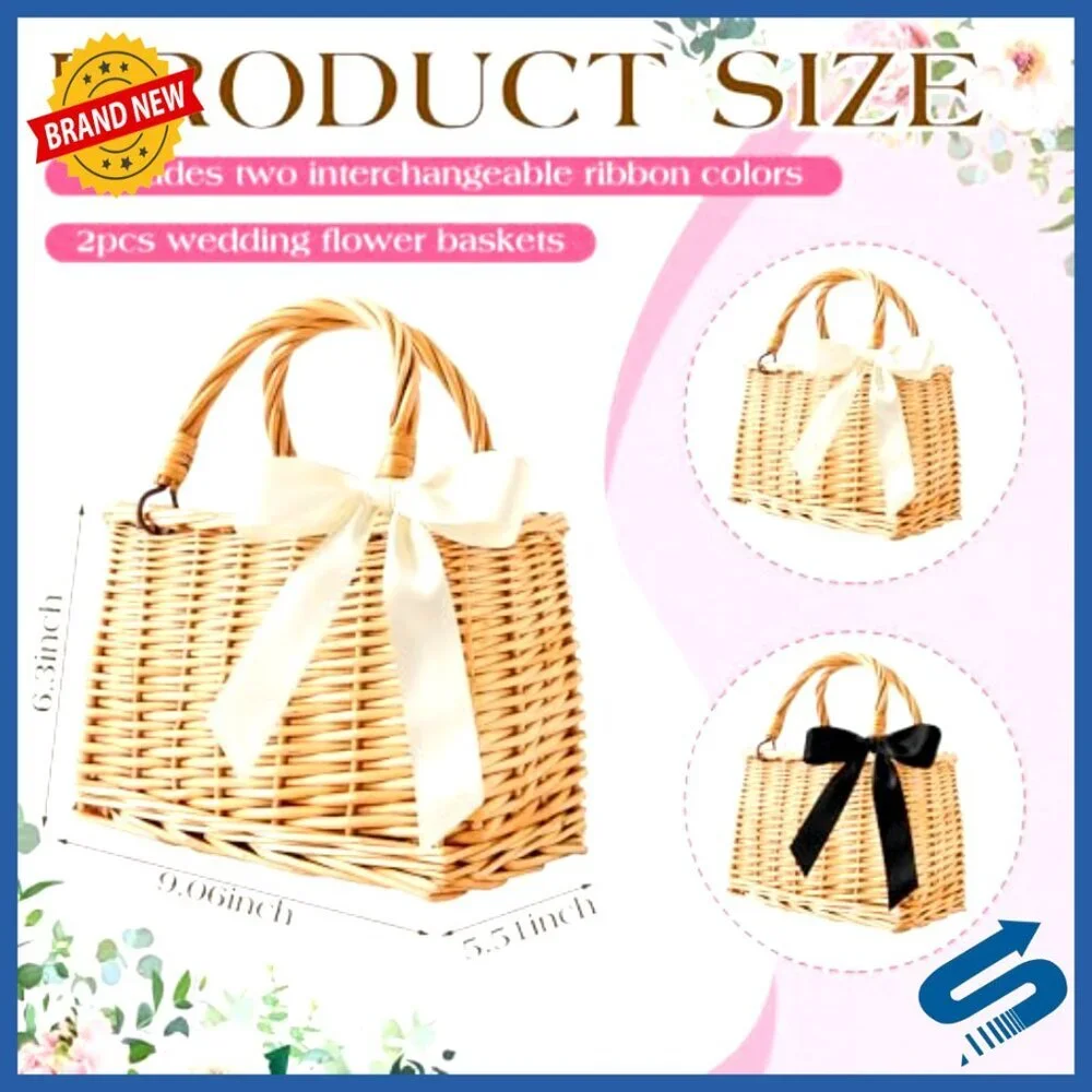 Handwoven Rattan Tote Bag Boho Beach Wedding Accessory Lightweight Woven